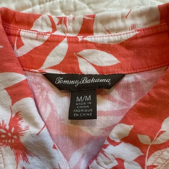 Tommy Bahama Womens Size M Dress Floral Collared Sundress Linen Coral - Picture 4 of 5